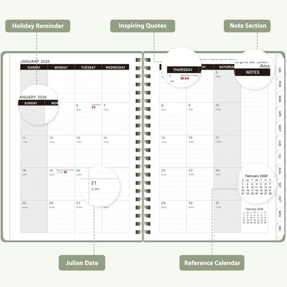 2026 Planner, Weekly and Monthly Calendar Academic Planner, Jan 2026 - Dec 2026, Planning Agenda Book for Desk Accessories and School Supplies - A5 (6.3'' x 8.5'')