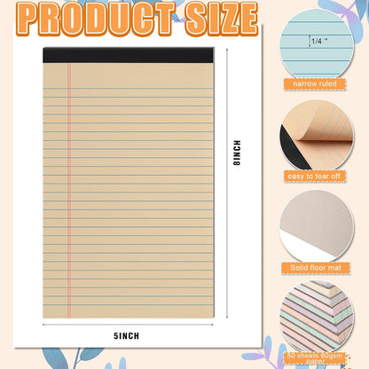Fuutreo 12 Pcs 5" x 8" Legal Pad Writing Notepads 50 Sheets Small Legal Pad Narrow Ruled Multiple Color Lined Paper for School College Office Supplies Work (Macaron Colors)