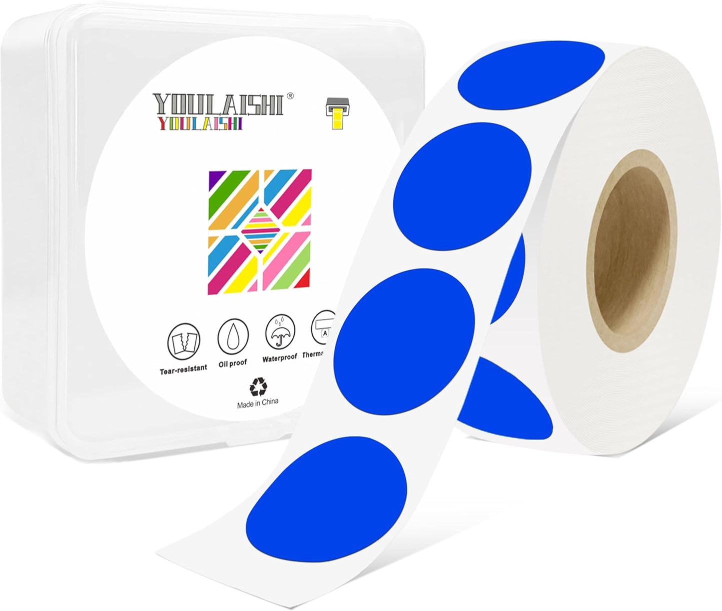 1 Inch Circle Dot Stickers 1000 PCS Color Coding Thermal Labels Dots Writable Printable Small Round Stickers for Office, Classroom, Inventory, Garage, Organizing Storage, DIY, Blue