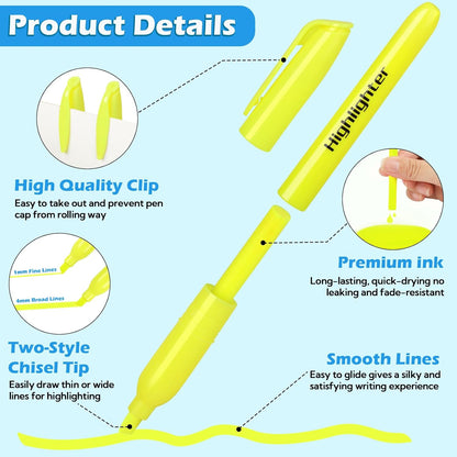 KIZZYEA Highlighters, 60 Pack Yellow Highlighters Bulk, Bright Color Chisel Tip & Dry-Quickly, No Bleed Highlighter Markers for Adult Kids, School Supplies for Teachers, Office Classroom Must Have