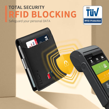 RUNBOX Slim Wallets for Men - Leather Money Clip Mens Wallet - RFID Blocking Front Pocket Bifold Wallet - Thin Credit Card Holder with Gift Box