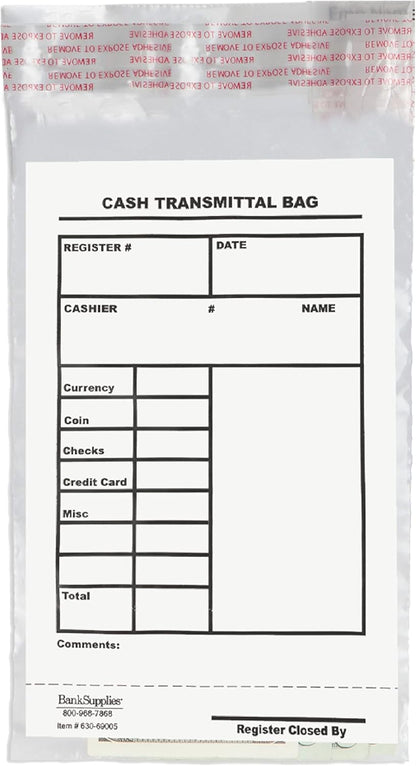 BankSupplies Cash Transmittal Bags | Tamper Evident | 6W x 9H | Case of 100 | Clear Polyurethane Film & Side Weld Seams | Audit Friendly | For Currency, Coin, Checks & Receipts