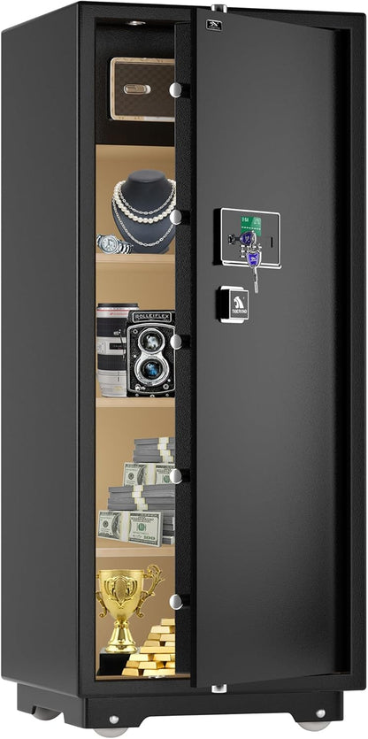 【US STOCK】TIGERKING 17.6 Cubic Feet Extra Large Heavy Duty Safe Box, Home Safe with Double Safety Key Lock and Separate Lock Box, Digital safe with 3 Removable Shelf for Home Hotel Office,235lbs