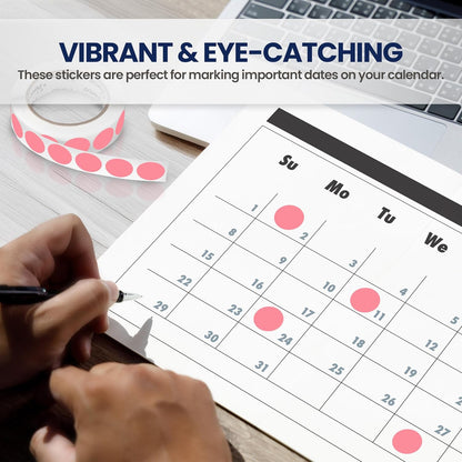 Perco Pink 1-Inch Round Circle Dot Sticker Labels with Removable Adhesive – 1,000 Labels per Roll – Versatile, Vibrant Colors, Reliable Hold, No Residue, Perforated for Convenient Use – Made in USA