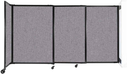 Wall-Mounted Sliding StraightWall Room Divider | Adjustable Widths | Locking Wheels | Room Separator | Up to 7'2" Wide x 4' Tall Cloud Gray Fabric Panels