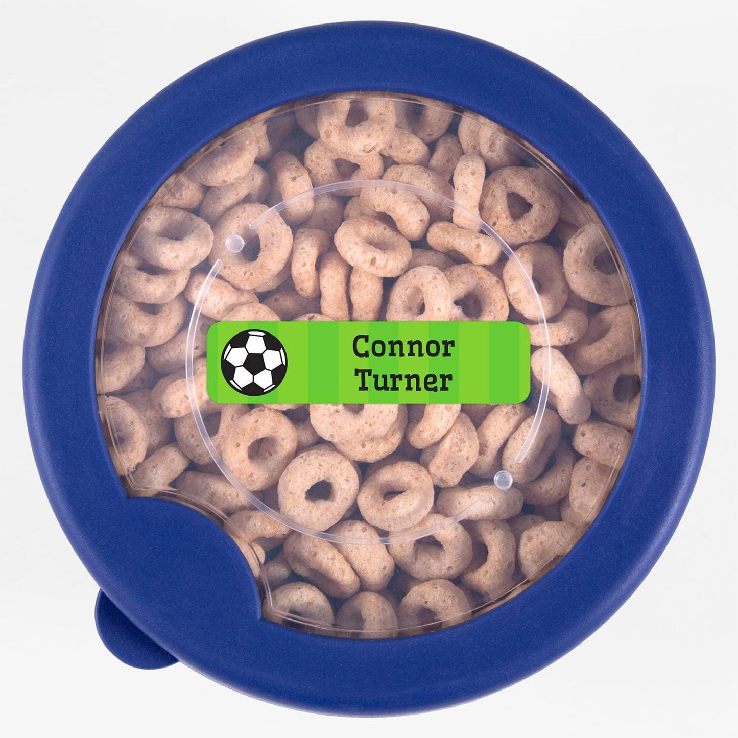 Name Bubbles - Custom Small Rectangle Name Labels for Kids (64 Labels) - Personalized Waterproof Name Stickers for Daycare, Lunch Boxes, Water Bottles, Shoes, School Supplies, & Camp (Soccer)