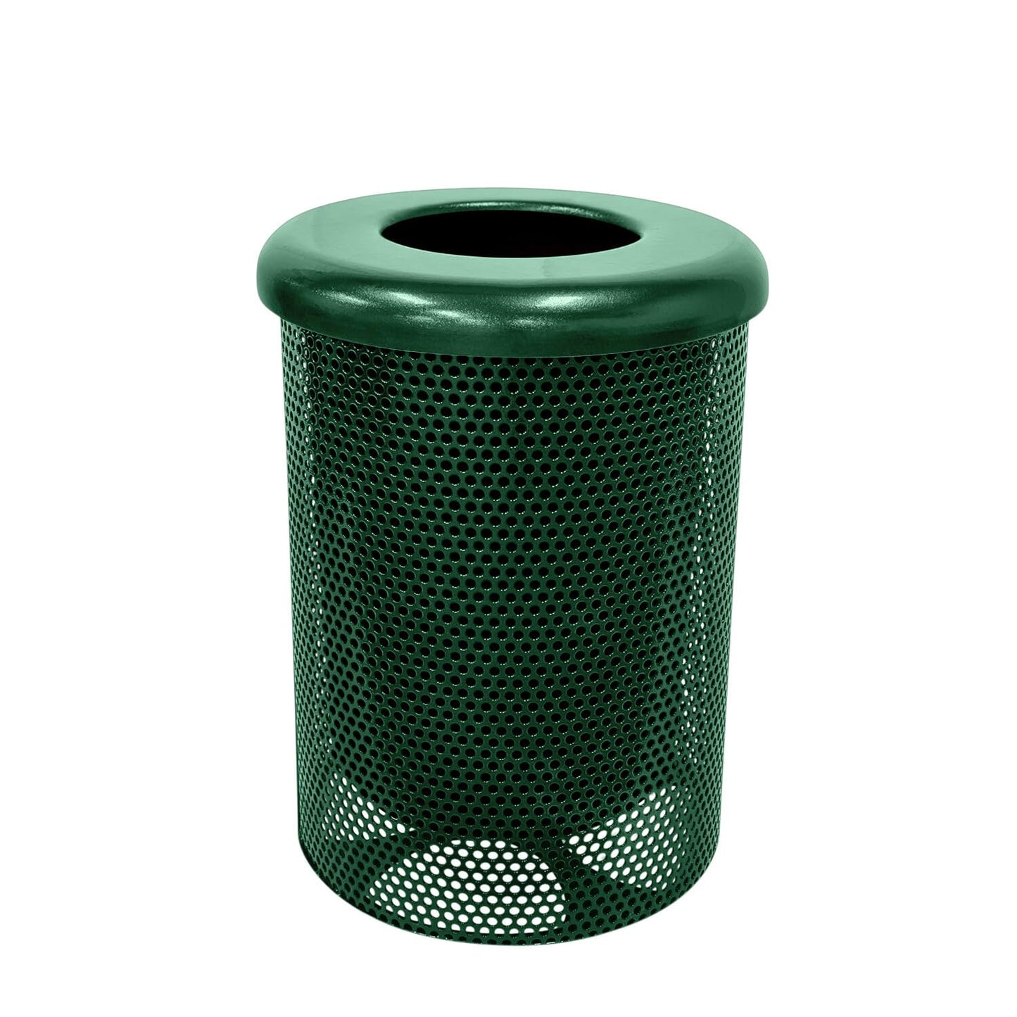 RFT-P-GRN Heavy Duty Round Trash Receptacle with Flat Top, Liner Included, 32 Gallon, Green, Made in America