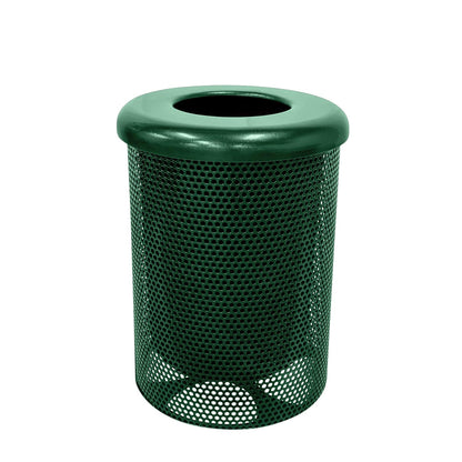 RFT-P-GRN Heavy Duty Round Trash Receptacle with Flat Top, Liner Included, 32 Gallon, Green, Made in America