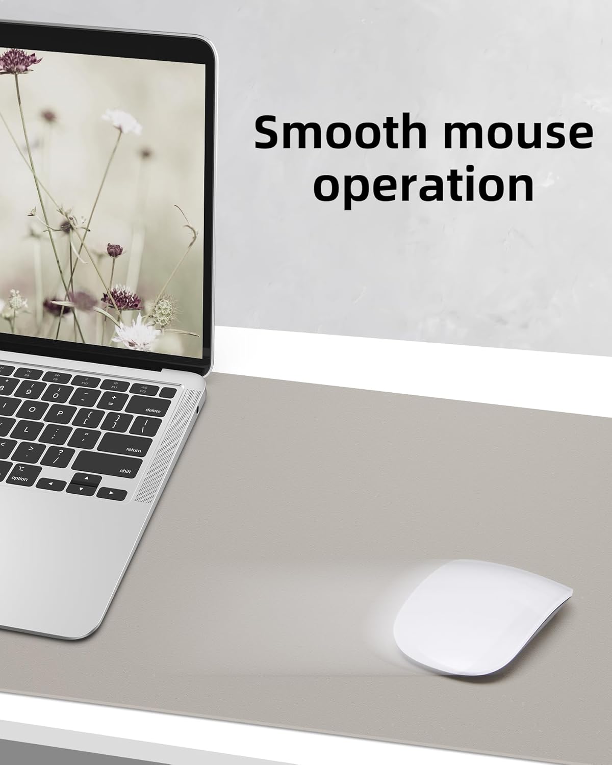 AFIING Leather Desk Pad Protector,55" x 17" Office Desk Mat, Large Mouse Pad, Non-Slip PU Leather Desk Blotter, Laptop Desk Pad, Waterproof Desk Writing Pad for Office and Home (Light Grey)