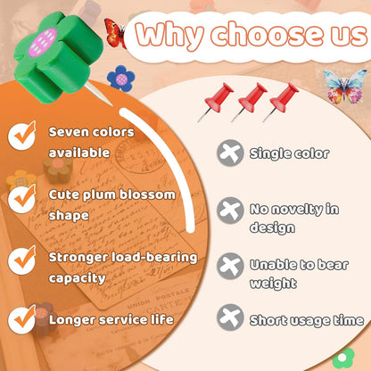 80 Pcs Push Pins for Cork Board, Decorative Thumb Tacks Wooden Push Pins Head Pin Wood Map Tacks Pin, Wood Thumb Tacks for Bulletin Boards Craft Projects with Storage Box-Flower and Butterfly