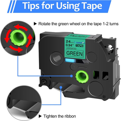8PK Compatible for Brother P-Touch Label Maker Tape TZe-751 TZ-751 TZe751 TZ751 Black on Green 24mm 0.94 inch 1'' x 26.2ft Laminated TZe TZ Label Tape for PT-2730 PT-2730VP PT-3600 PT-7500