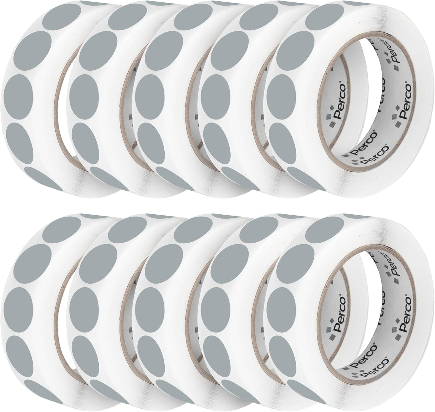 Perco Grey 1-Inch Perforated Circle Dot Sticker Labels — 10 Rolls, 10,000 Round Stickers — with Permanent Adhesive for Inventory Management, Color Coding, Garage Sales, Crafts—Made in USA