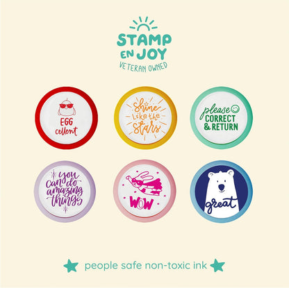 6 Self-Ink Flash Stamp Set, Multicolor Teacher Stamps for Classroom, Stamps for Teachers, Pre-Inked, Refillable Stamps (Celebration Set)