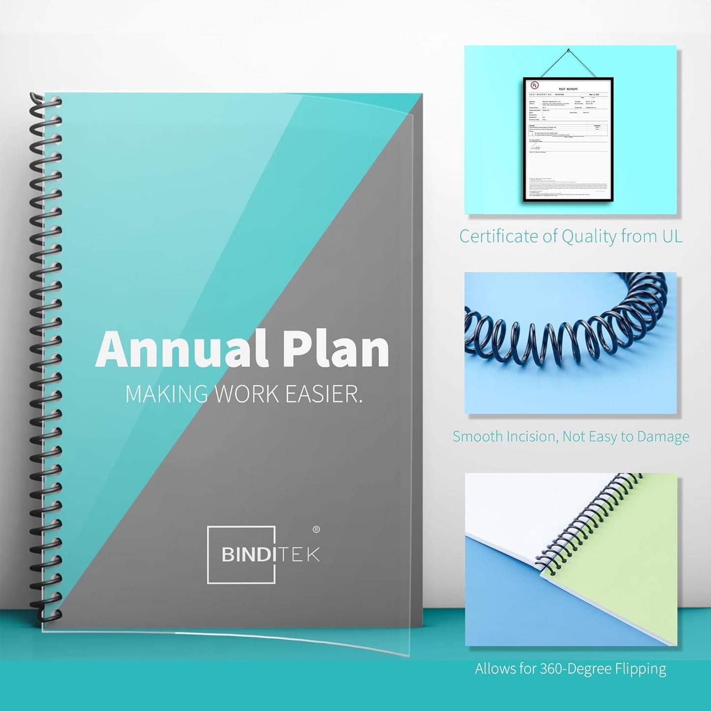 Binditek 100 Pack Plastic Spiral Binding Coils, Multi Size (6mm, 8mm, 10mm, 12mm) (1/4", 5/16", 3/8", 1/2"), 4:1 Pitch, Black, for Students and Coworkers