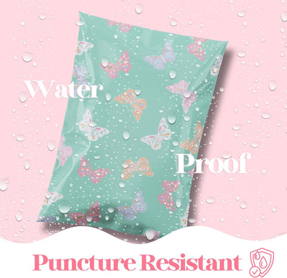 6x9 Designer Poly Mailer 100 Pack Heavy Duty Waterproof Self Seal Shipping Bags for Small Business Large Mailing Envelopes Bulk Tear Resistant Packaging Butterfly