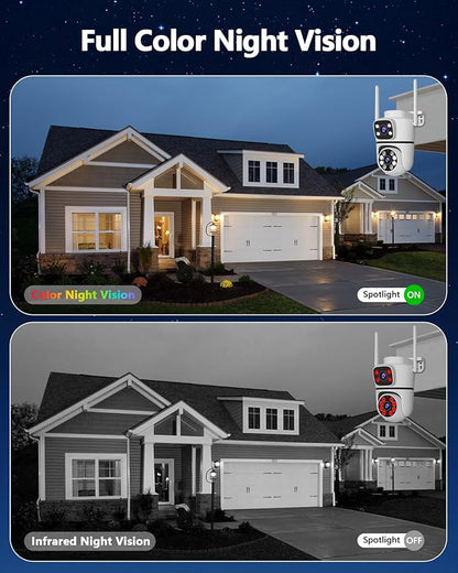 WEILAILIFE 【Dual Lens Linkage】 5MP Outdoor Wireless Security Camera, PTZ WiFi Video Surveillance Cameras for Home Security（2 Pack）