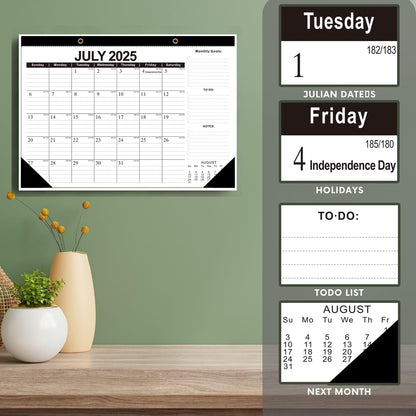 Wall Calendar 2025-2026 with Julian Date,Desk Calendar Wall Calendar from July 2025 to December 2026,18 Months Calendar 17"×12" Thick Paper for Office School Home