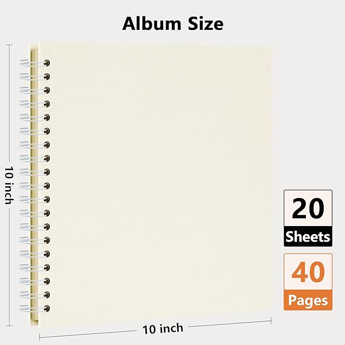 Vienrose Scrapbook Album 10x10 Inch Blank Thick Kraft Paper DIY Scrapbooking Supplies, Small Scrap Book Photo Albums for Wedding Travel Family Baby - Perfect Holiday Gifts Beige 20 Sheets/40 Pages