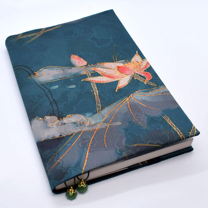 BLBMH 5.5x8.5 inch Book Cover for Paperbacks- Adjustable Fabric Book Sleeve Cover Protector Hardcover Softcover Book Novels Notebook Bible - Lotus B