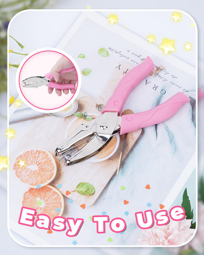 UCEC Heart Shape Single Paper Hole Puncher, Heart-Shape Handheld Hole Paper Punch, 1 Pack 1/4" Metal Single Hearts Hole Paper Punch with Soft-Handled for DIY Craft Tags Clothing Ticket