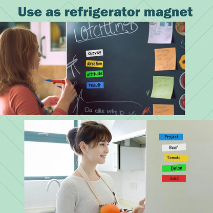 LLPT Dry Erase Magnetic Labels 2" x 4" 50 Packs Blank Writable Magnet Stickers Reusable for Refrigerator Shelf Whiteboard Toolbox Craft and Other Metallic Surfaces Blue (DML2040BL)