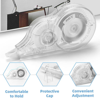 12 Pcs Correction Tape, 39.4 Ft White Wrong Out Tear-Resistant Bulk, Instant Corrections Easy To Use Applicator for School, Office, Note Taking, Journal (Tape Width 0.2 in, Clear)