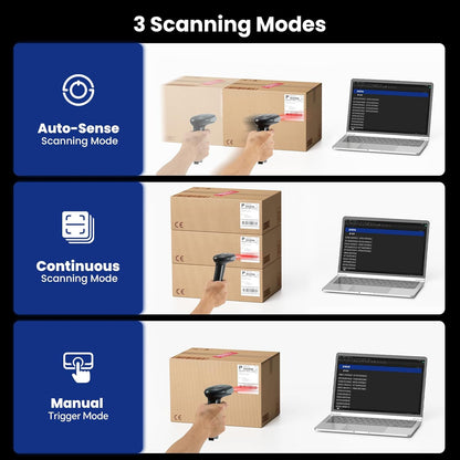 Eyoyo 2D Barcode Scanner Wireless: Handheld 3-in-1 Bluetooth USB Wired QR Code Scanner, 1D Bar Code Reader for Library, Warehouse Retail POS Compatible with iPad, Android Phone, iPhone, Laptop, PC