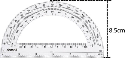 EBOOT 2 Pcs Plastic Protractor Clear 180 Degrees Transparent Protractor for Geometry, 4 Inch and 6 Inch