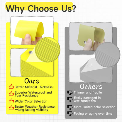 1000 Pieces Plastic Shipping Tags with wire Labeling Tags Waterproof Hang Tags with Reinforcement Hole Writable Luggage tag Loops for Equipment Inventory Parts Garage Storage (Yellow, 4 3/4" x 2 3/8")