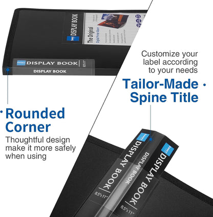 Sooez 30-Pocket Binder with Plastic Sleeves 8.5x11 (Black), Heavy Duty Art Portfolio Folder with Clear Sheet Protectors, Display 60 Pages, Presentation Book for Artwork, Document Organizer Binder