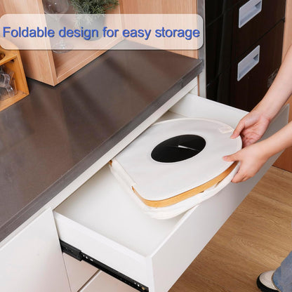 Efluky Recycling Bin 100L, 26 Gallon, Beige, D-Shaped, Oxford Fabric, 17.32"L x 12.9"W x 11.46"H, 2 Removable Inner Bags, Lightweight, Open-Top, Cycling, Kitchen