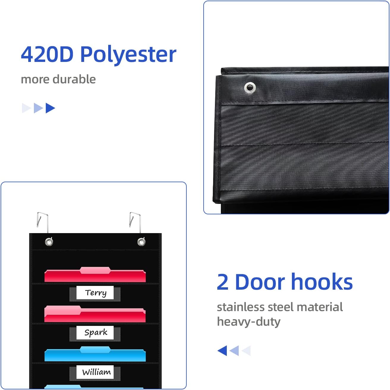 REGELETO 12 Pockets Storage Pocket Chart with 12 Nametag Pockets,Hanging Wall File Organizer for Classroom and Office, Organize Your Assignments, Files, Scrapbooks, Paper (Black)