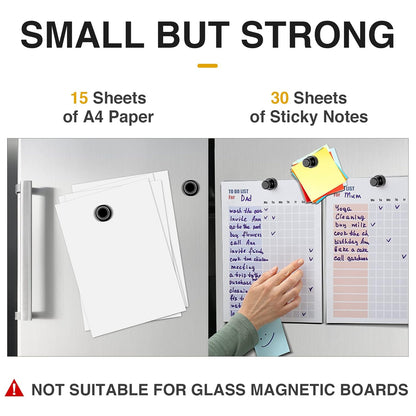 MIKEDE Whiteboard Magnets, 60Pcs Fridge Magnets Small Magnetic Push Pins Strong Magnets for Whiteboard, Black Neodymium Refrigerator Magnets Perfect for School, Classroom,Kitchen and Map Magnets