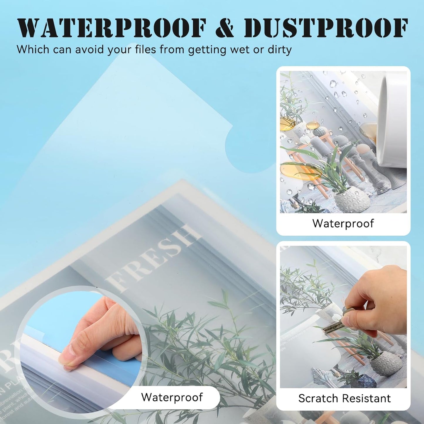 100 Pcs Clear Report Cover with Sliding Bar 50 Sheet Capacity Presentation Binder Transparent Resume Folder Plastic Folder for File Report School Office(Novetly Color,Water Drop)