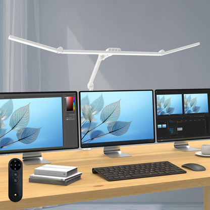 Micomlan 3000 Lumen Super Bright Led Desk Lamp for Home Office, 47Inches Long Architect Desk Lamp with Clamp, Dimmable Table Light with Adjustable Monitor Light Bar Tall Office Lighting for Computer