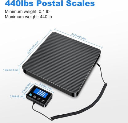 Shipping Scale, 440lb/0.5oz High Accuracy Digital Scale for Packages with Hold, Tare Function, Postal Scale for Small Business, Luggage, Home Use (Battery & Charging Cable Include)