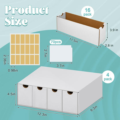 Cholemy Trading Card Storage Box 15000+ with 70 Cardboard Storage Divider, Label Sticker for Collection Compatible with TCG, Sport Cards(4 Row, 4 in A Row,White)