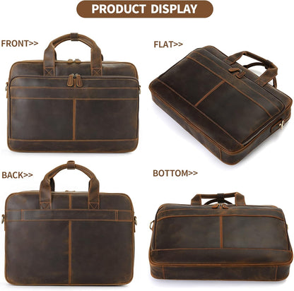 Jack&Chris Leather Briefcase for Men,Business Travel Laptop Messenger Bags