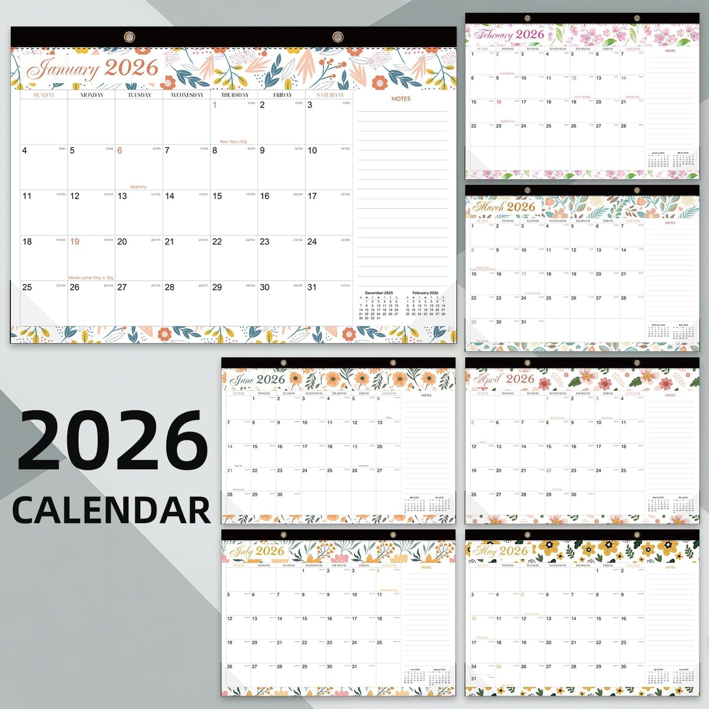 COMIX 12 Month Desk Calendar 2026 (Jan 2026–Dec 2026) – 17" x 12" Wall Calendar with to-Do List & Notes,2026 Calendar Monthly Planner for Home, School, or Office Organization
