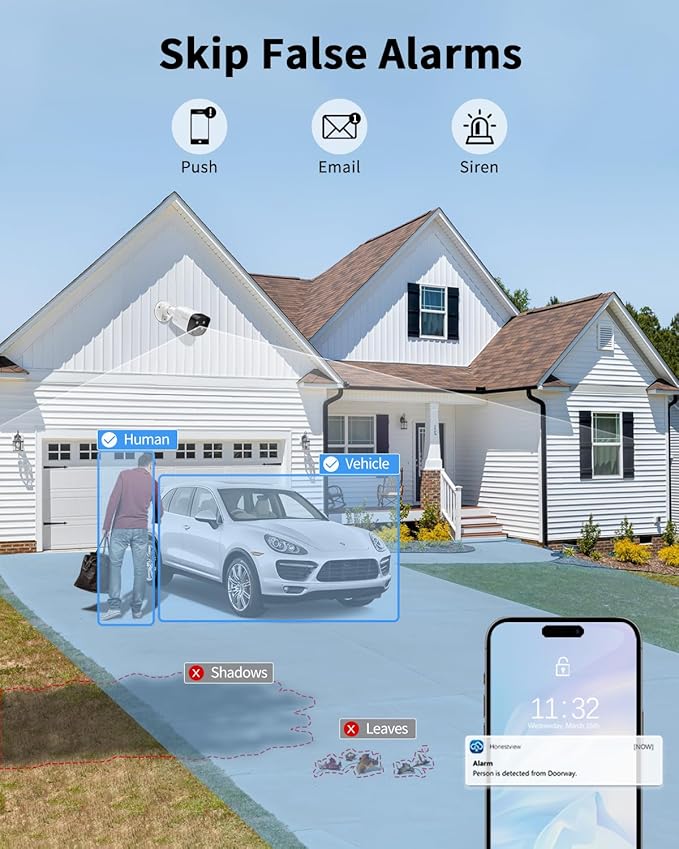 《2-Way Audio & 130°Wide Angle》Outdoor Security Camera System, IP Wired Cameras, 4K Video Surveillance for Home, Surveillance DVR Kits