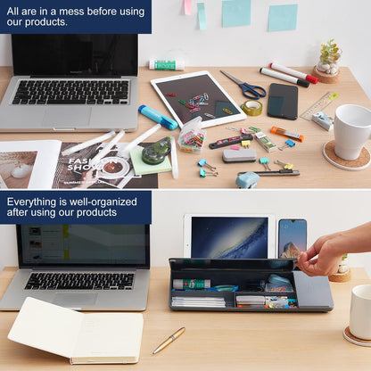 Small Glass Desktop Whiteboard Dry-Erase-Board - Computer Keyboard Stand with Wireless Charger White Board Surface Pad with Drawer, Desk Organizers with Accessories for Office, Home, School Supplies