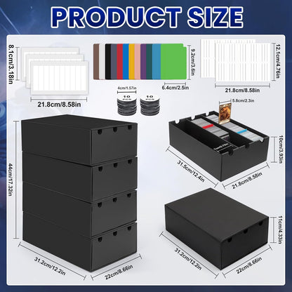 Trading Card Storage Box,18000+ Cardboard Storage Box with 60 Dividers,Label&Tapes for MTG Commander,TCG,PTCG (12000+ Card Box)