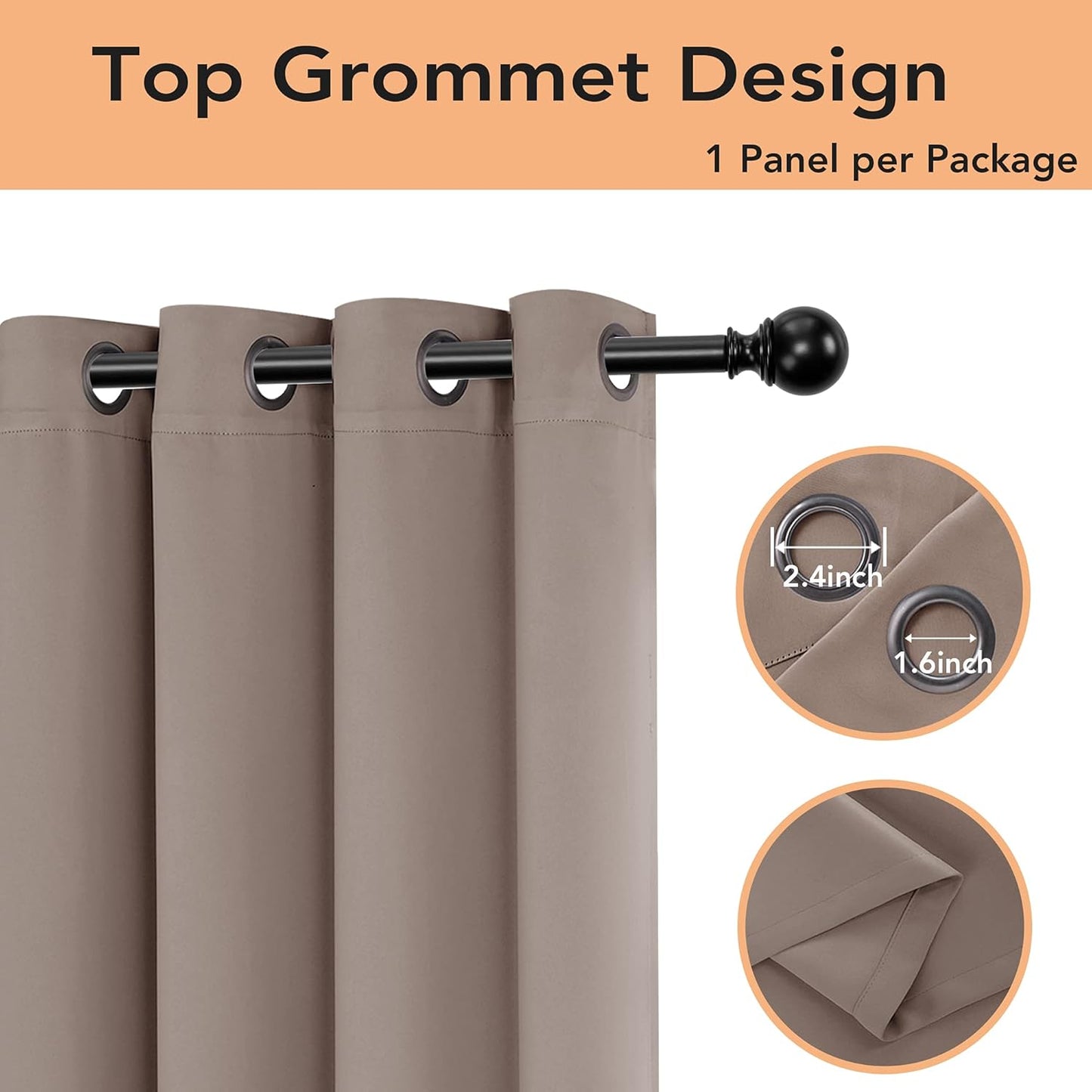 BONZER Room Divider Curtain Total Privacy Wall Noise Reducing Wide Blackout Curtains for Patio Sliding Glass Door, 108L x 70W Inch (9L x 5.8W ft), 1 Panel, Khaki