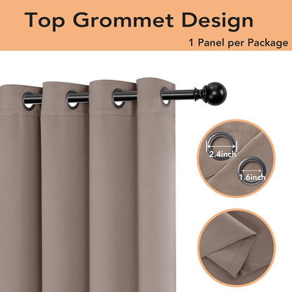 BONZER Room Divider Curtain Total Privacy Wall Noise Reducing Wide Blackout Curtains for Patio Sliding Glass Door, 108L x 70W Inch (9L x 5.8W ft), 1 Panel, Khaki