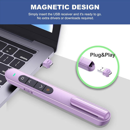 QUI Presentation Clicker for PowerPoint, RF 2.4GHz USB C Wireless Presenter Remote with Volume Control, PowerPoint Clicker Slide Advancer for Mac, Windows, Laptop, Keynote