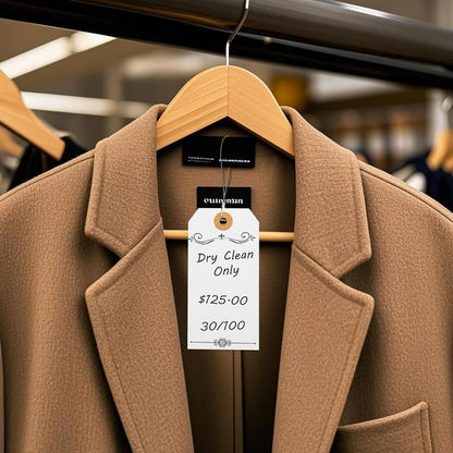 SallyFashion White Pricing Tags with Wire, 120 PCS Manila Shipping Tags 4 3/4" x 2 3/8", Wire Labels for Garage Sales, Heavy Duty Machinery, Vintage Clothing, Jewelry Pricing