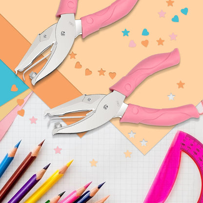 2 Pieces Heart and Star Handheld Hole Paper Punch Metal Single Hole Paper Punch Punchers with Soft-Handled Tags for Clothing Ticket DIY Craft Tags Scrapbook Tool, 1/4 inch
