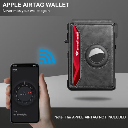 Airtag Wallet for Men, Mens Smart Wallet for Air Tag RFID Blocking, Minimalist Bifold Pop Up Aluminum Credit Card Case Holder 12+ Cards with ID Window, Gift for Men, No Airtag Included, Gray