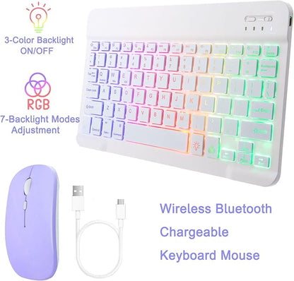 Keyboard Case for Samsung Galaxy Tab A9+/A9 Plus 11 Inch 2023 (SM-X210/X216/X218), Detachable Color Backlit Bluetooth Keyboard and Mouse, Slim Lightweight Stand Cover with Pen Holder (Purple)