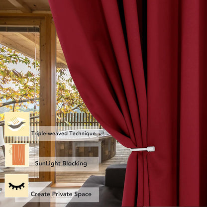 BONZER Wide Room Divider Blackout Curtain Total Privacy Wall Room Darkening Grommet Curtains for Shared Room, 84L x 70W Inch (7L x 5.8W ft), 1 Panel, Red